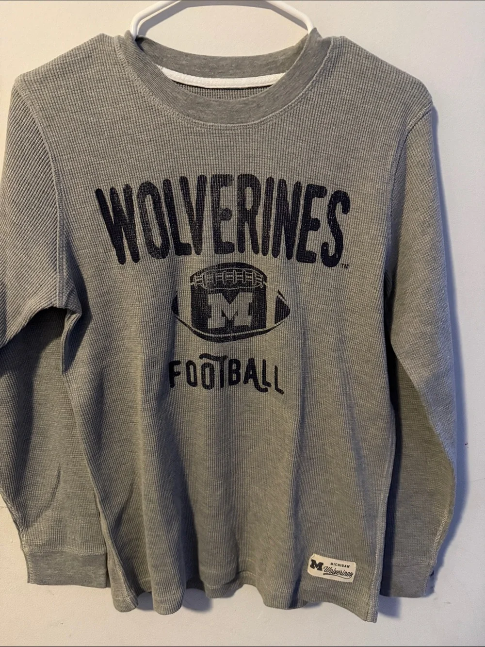 Michigan Wolverines Gray Thermal Crewneck Sweater